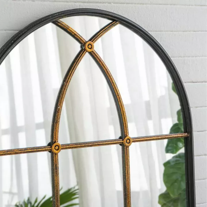 Artekko Capri Μαύρος Μεταλλικός Καθρέπτης Τούχου με Μπρονζέ Λεπτομέρειες (72x2.5x119.5)cm