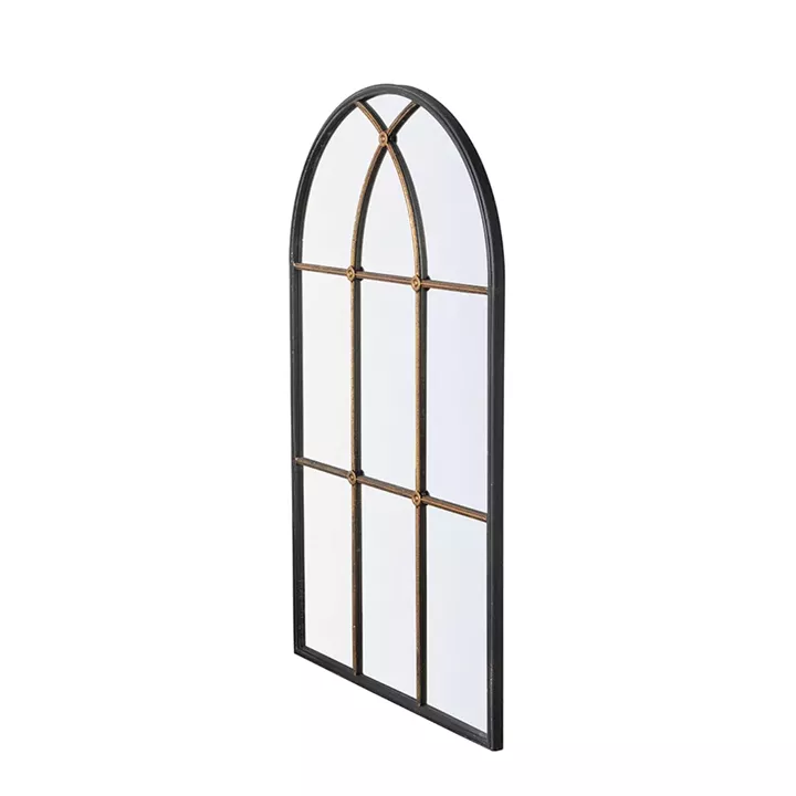Artekko Capri Μαύρος Μεταλλικός Καθρέπτης Τούχου με Μπρονζέ Λεπτομέρειες (72x2.5x119.5)cm