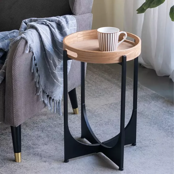 Artekko Gaia Καφέ Ξύλινο Βοηθητικό Τραπέζι (38x38x56)cm