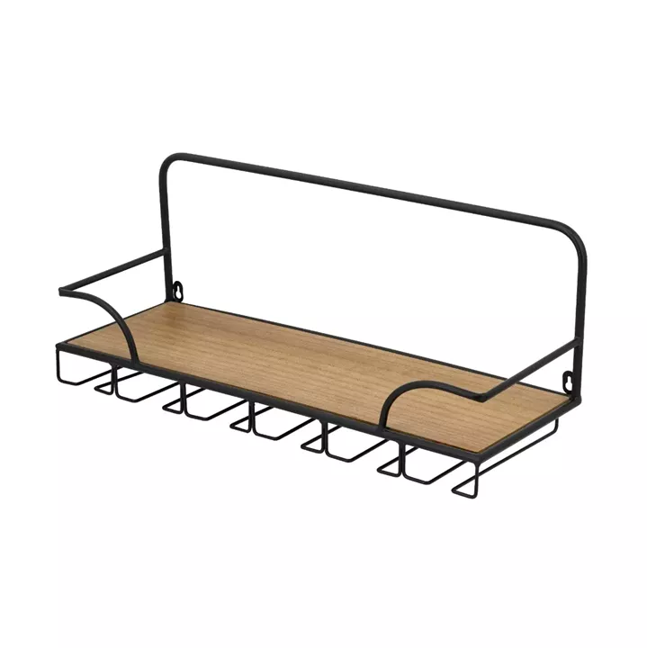 Artekko Gaia Καφέ Ξύλινο Ράφι Τοίχου για Ποτήρια (62x21x25)cm