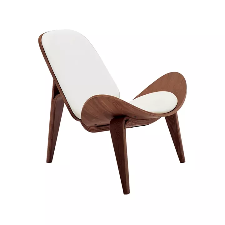 Armchair Vilma pakoworld PU beige- walnut plywood 90x76.5x74.5cm