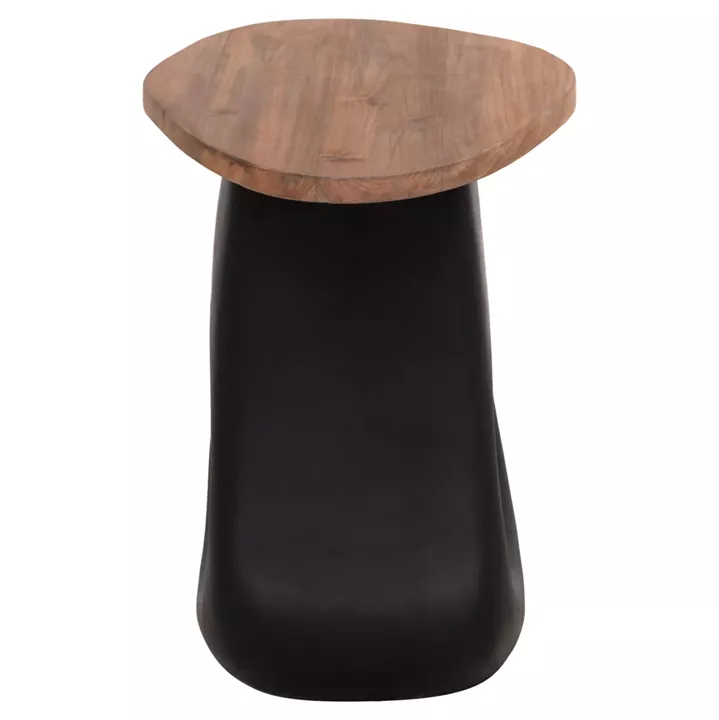 SIDE TABLE AIDA HM4692.01 FIBER CEMENT IN BLACK--TEAK WOOD TOP 47x60x59Hcm.
