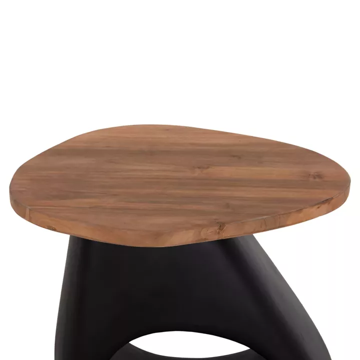 SIDE TABLE AIDA HM4692.01 FIBER CEMENT IN BLACK--TEAK WOOD TOP 47x60x59Hcm.
