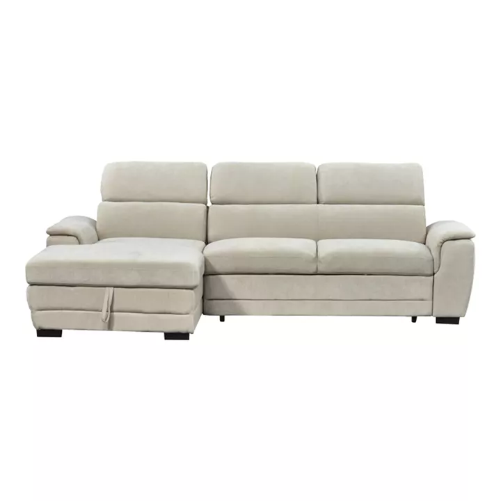 Dreamora right corner pakoworld corner sofa bed with storage space beige fabric 270x167x82cm