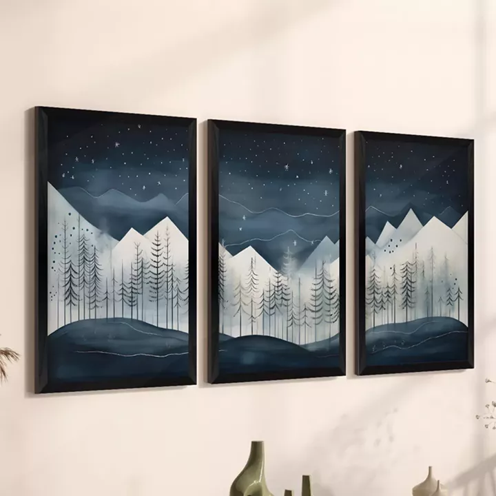 Wall art in frame Wavy pakoworld triptyque with digital print 33x0.3x48cm