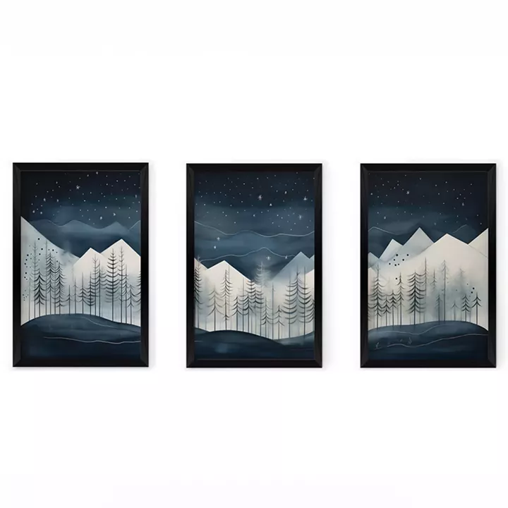 Wall art in frame Wavy pakoworld triptyque with digital print 33x0.3x48cm