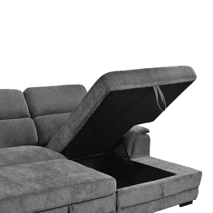 Dreamora left corner pakoworld corner sofa bed with storage space black fabric 270x167x82cm