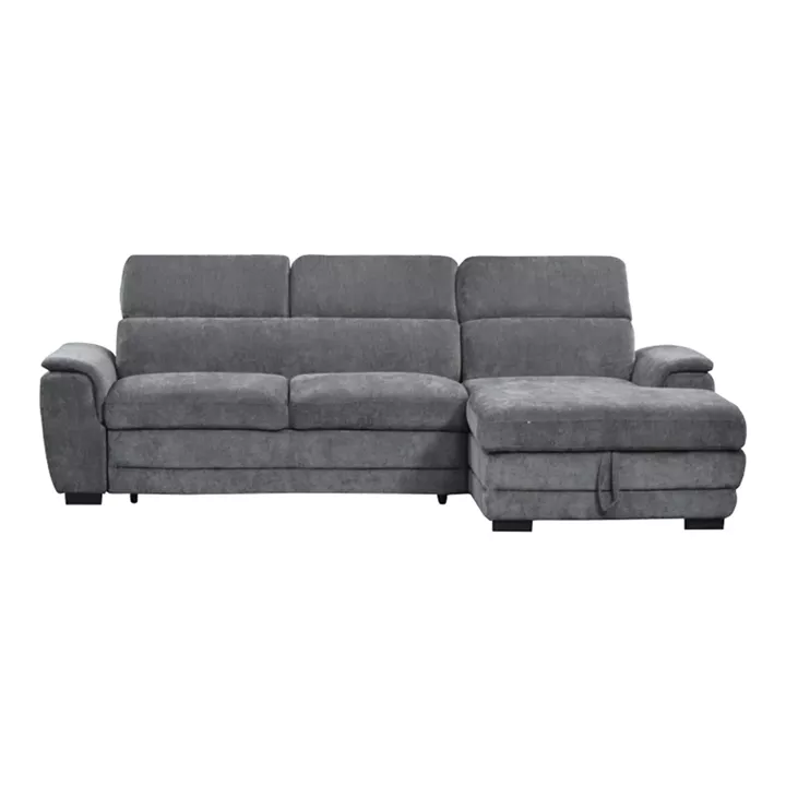 Dreamora left corner pakoworld corner sofa bed with storage space black fabric 270x167x82cm