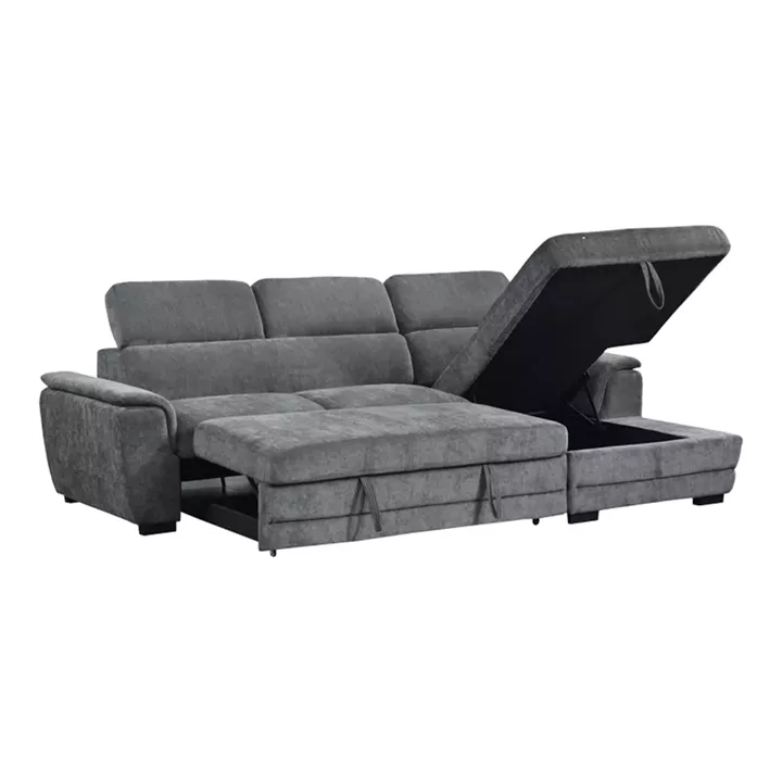Dreamora left corner pakoworld corner sofa bed with storage space black fabric 270x167x82cm