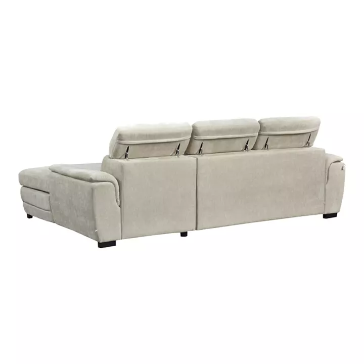 Γωνιακός καναπές-κρεβάτι αριστερή γωνία Dreamora pakoworld με αποθηκευτικό χώρο ύφασμα μπεζ 270x167x82εκ