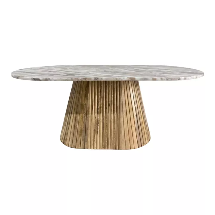 Aithra pakoworld coffee table, solid mango wood in a natural shade with marble top 120x60x45cm.