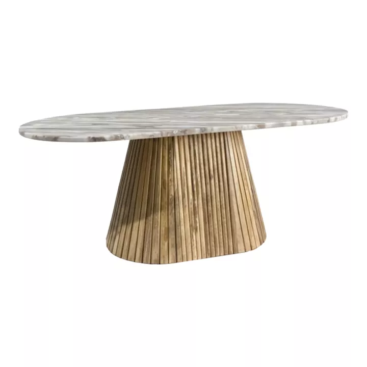 Aithra pakoworld coffee table, solid mango wood in a natural shade with marble top 120x60x45cm.