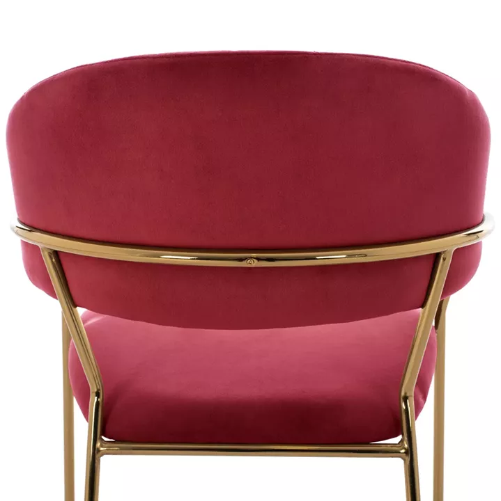 BAR STOOL MED.HEIGHT THEODORE HM8734.06 BURGUNDY RED VELVET--GOLDEN METAL FRAME 60x55x100Hcm.