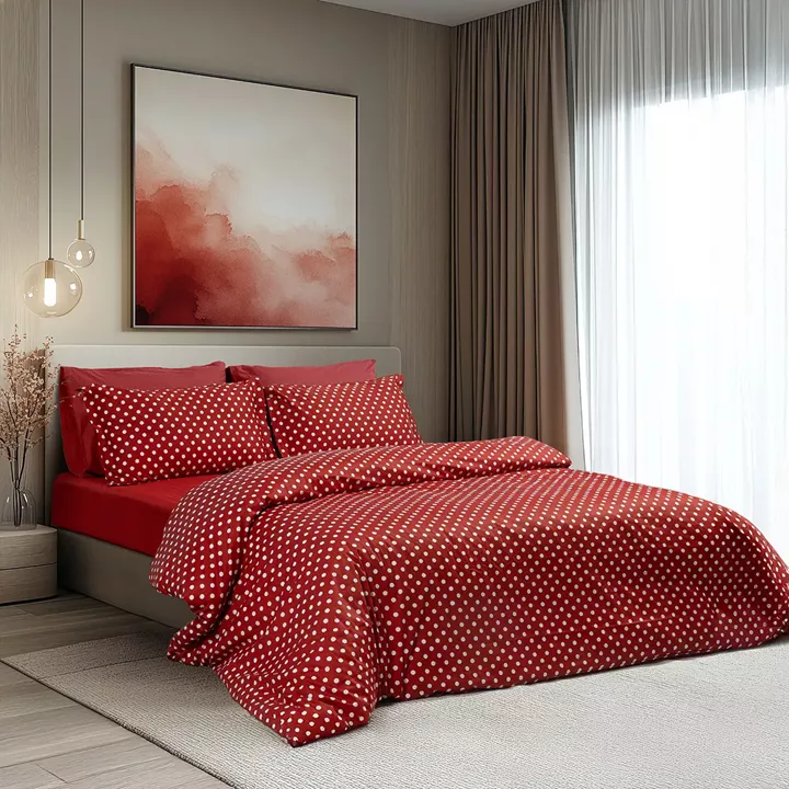 Beauty Home Σετ σεντόνια υπέρδιπλα με λάστιχο Art 10101 Fancy 170x200+30 Κόκκινο