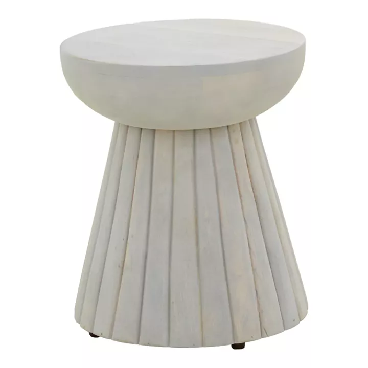 Βοηθητικό τραπέζι Nemira pakoworld μασίφ μάνγκο ξύλο λευκό Φ30x35εκ