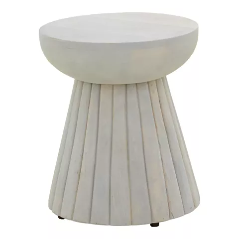 Side table Nemira pakoworld solid mango wood white D30x35cm