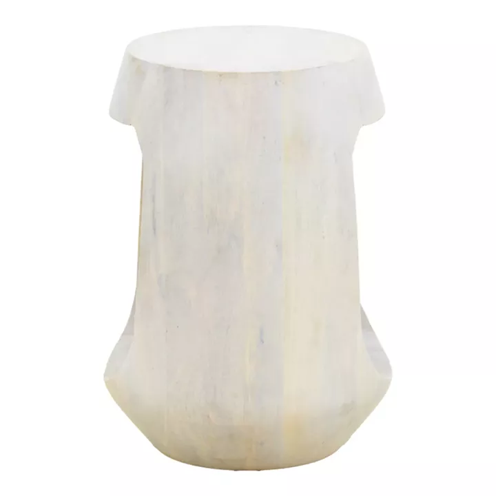 Βοηθητικό τραπέζι Lenora pakoworld μασίφ μάνγκο ξύλο λευκό Φ33x45εκ