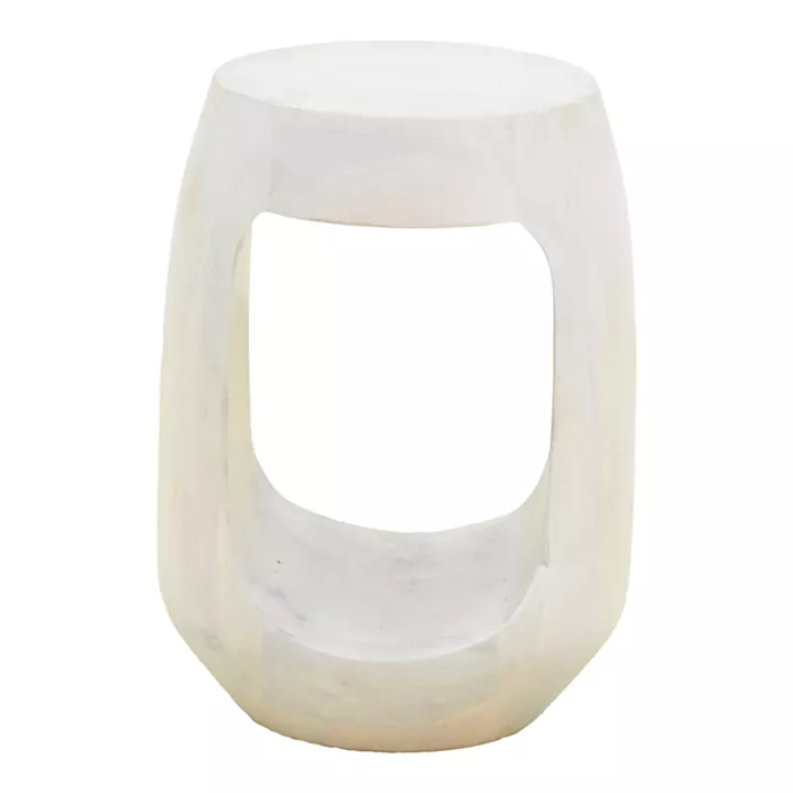 Βοηθητικό τραπέζι Lenora pakoworld μασίφ μάνγκο ξύλο λευκό Φ33x45εκ