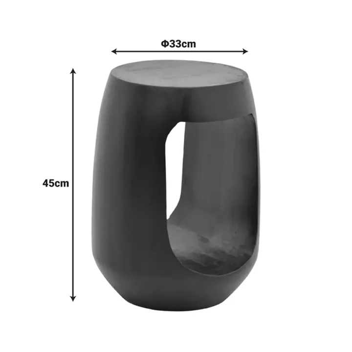 Side table Lenora pakoworld solid mango wood black D33x45cm