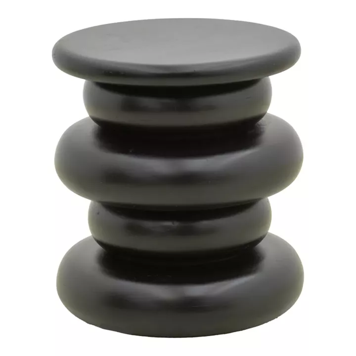 Βοηθητικό τραπέζι Circena pakoworld μασίφ μάνγκο ξύλο μαύρο Φ40x45εκ