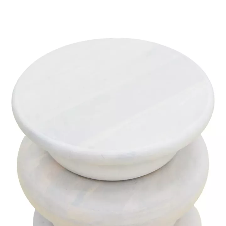 Βοηθητικό τραπέζι Circena pakoworld μασίφ μάνγκο ξύλο λευκό Φ40x45εκ