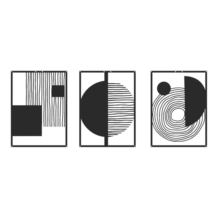 Διακοσμητικό τοίχου Harimia pakooworld σετ 3τεμ μαύρο μεταλλικό 37x1,5x50εκ