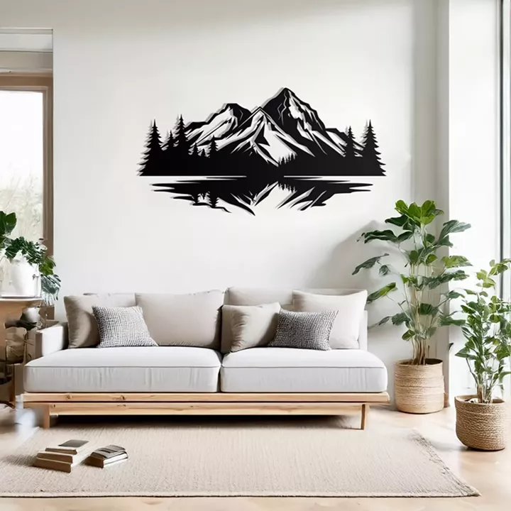 Wall deco Mirolo pakoworld black metal 70x1.5x50cm