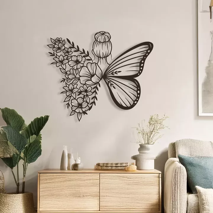 Wall deco Terfia pakoworld black metal 60x1.5x60cm