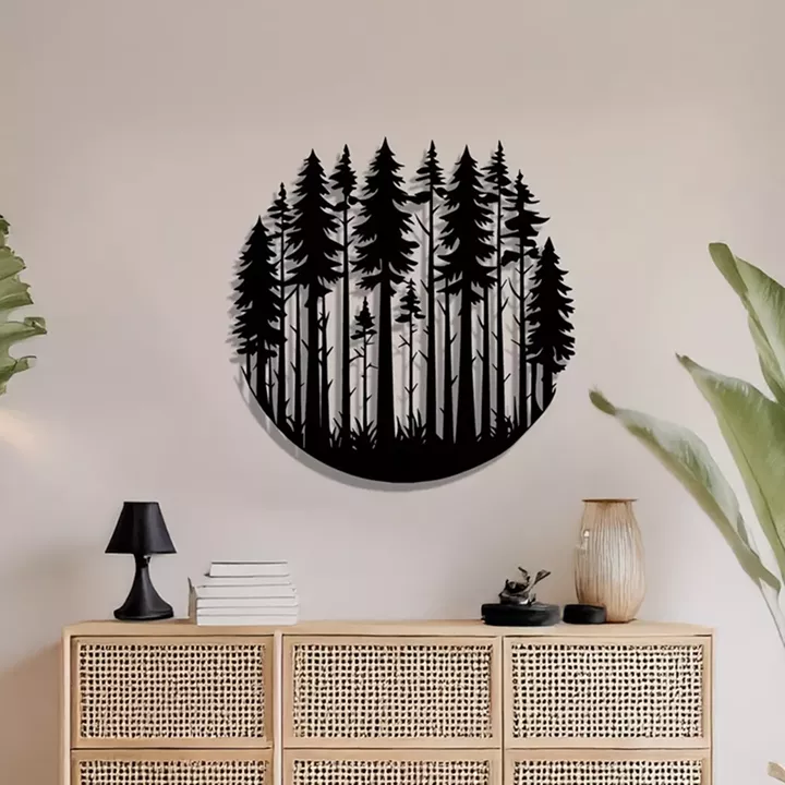 Διακοσμητικό τοίχου Foren pakooworld μαύρο μεταλλικό Φ50x1,5εκ