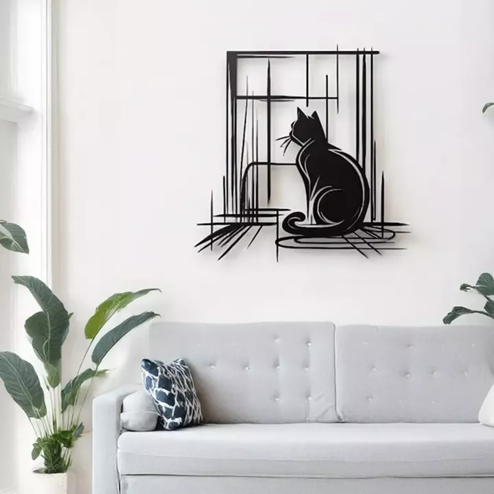 Διακοσμητικό τοίχου Caten pakooworld μαύρο μεταλλικό 50x1,5x50εκ