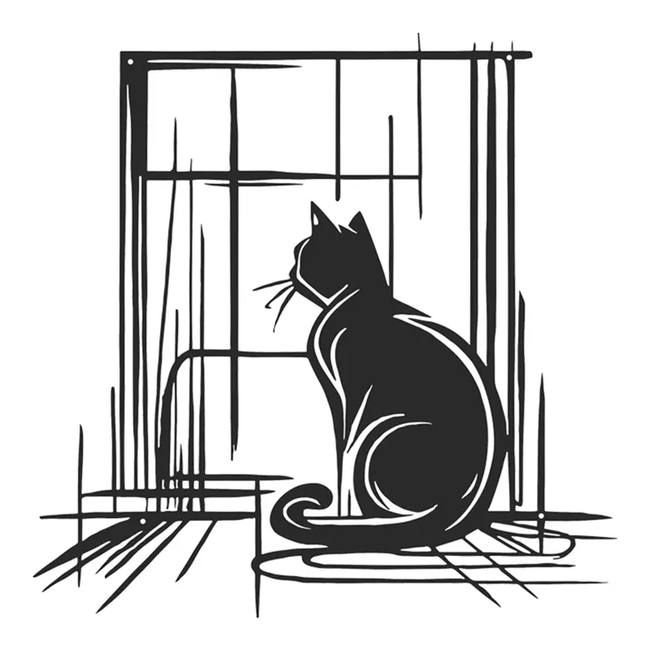 Διακοσμητικό τοίχου Caten pakooworld μαύρο μεταλλικό 50x1,5x50εκ