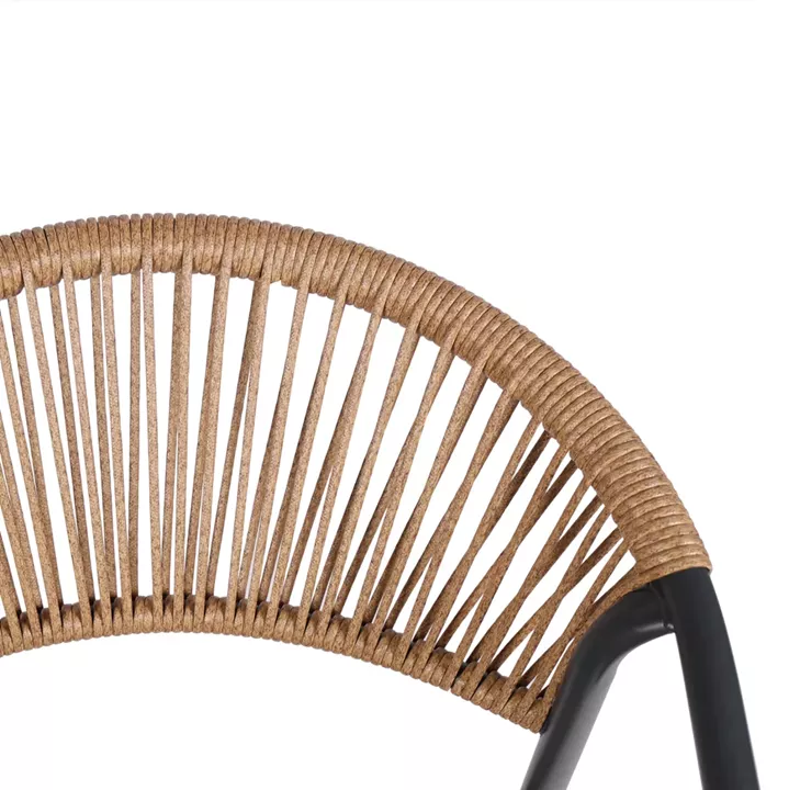 OUTDOOR ARMCHAIR HOMAN HM6430.01 METAL FRAME & TEXTILENE SEAT IN GREY--BEIGE P.E.RATTAN 53.5x62x75H