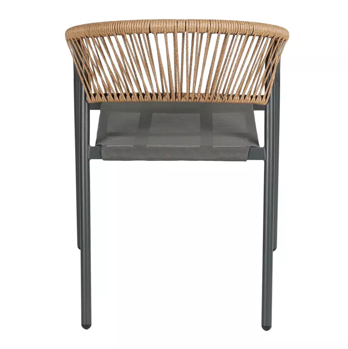 OUTDOOR ARMCHAIR HOMAN HM6430.01 METAL FRAME & TEXTILENE SEAT IN GREY--BEIGE P.E.RATTAN 53.5x62x75H
