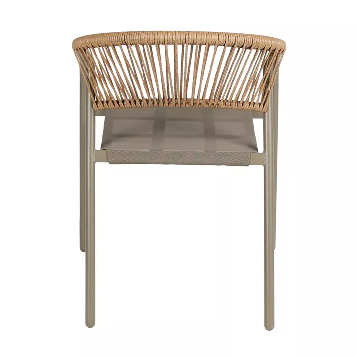 OUTDOOR ARMCHAIR HOMAN HM6430.04 METAL FRAME & TEXTILENE IN CHAMPAGNE--BEIGE P.E.RATTAN 53.5x62x75H