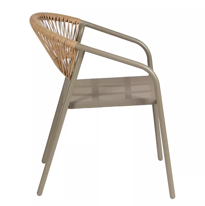 OUTDOOR ARMCHAIR HOMAN HM6430.04 METAL FRAME & TEXTILENE IN CHAMPAGNE--BEIGE P.E.RATTAN 53.5x62x75H