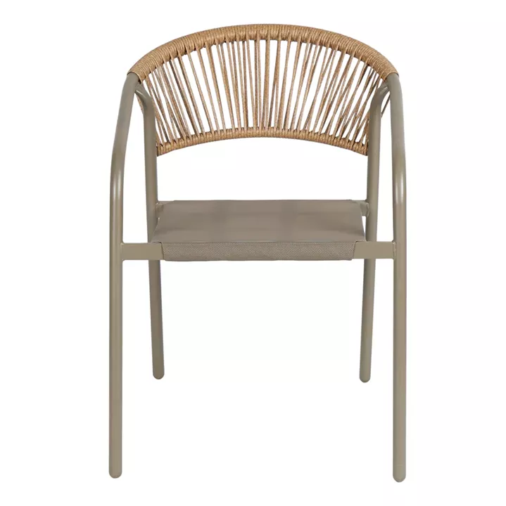 OUTDOOR ARMCHAIR HOMAN HM6430.04 METAL FRAME & TEXTILENE IN CHAMPAGNE--BEIGE P.E.RATTAN 53.5x62x75H
