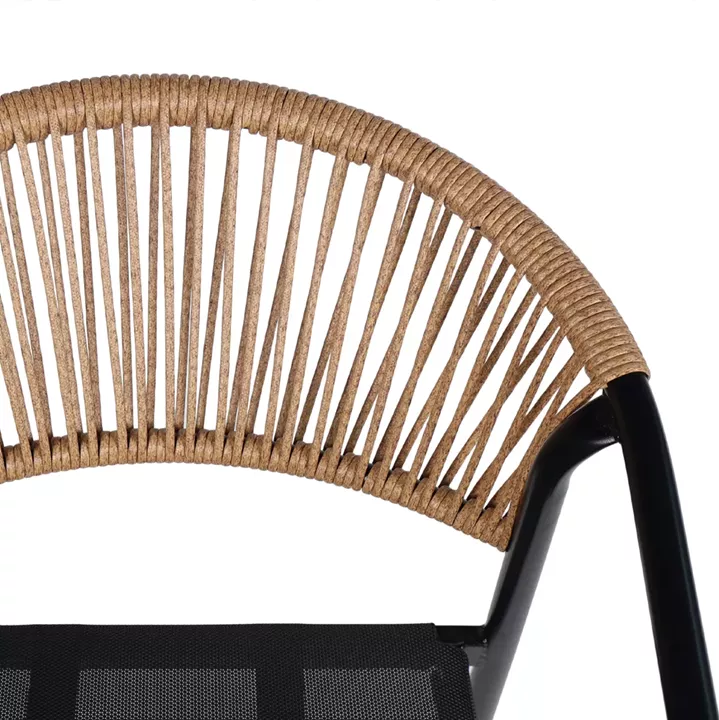 OUTDOOR ARMCHAIR HOMAN HM6430.03 METAL FRAME & TEXTILENE SEAT IN BLACK--BEIGE P.E.RATTAN 53.5x62x75H
