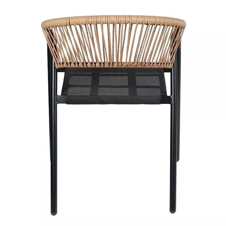 OUTDOOR ARMCHAIR HOMAN HM6430.03 METAL FRAME & TEXTILENE SEAT IN BLACK--BEIGE P.E.RATTAN 53.5x62x75H