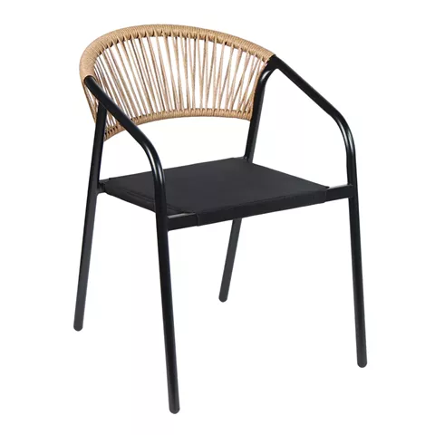 ΠΟΛΥΘΡΟΝΑ HOMAN HM6430.03 ΜΑΥΡΟ ΜΕΤΑΛΛΟ & TEXTILENE--ΜΠΕΖ P.E.RATTAN 53,5x62x75Υεκ