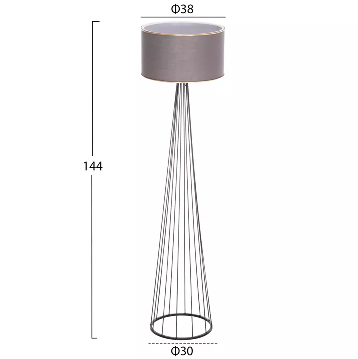 FLOOR STANDING LAMP HUE HM7581.11 METAL PILLAR AND CAP IN GREY Φ38x144Hcm.