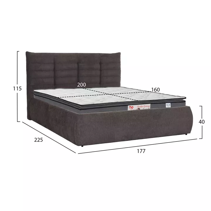 DOUBLE BED WITH MATTRESS SANDRA HM10770 GREY FABRIC--STORAGE SPACE--FOR MATTRESS 160x200cm
