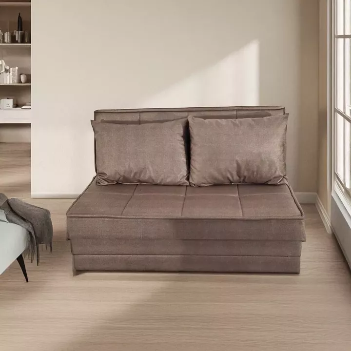 Artekko Thales Καφέ Διθέσιος Καναπές με Αποθηκευτικό Χώρο (110x140x90)cm Κρεβάτι (200x140x45)cm