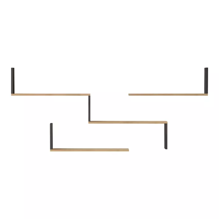 Ραφιέρα τοίχου Flear pakoworld oak με ανθρακί 179x14,5x76,2εκ