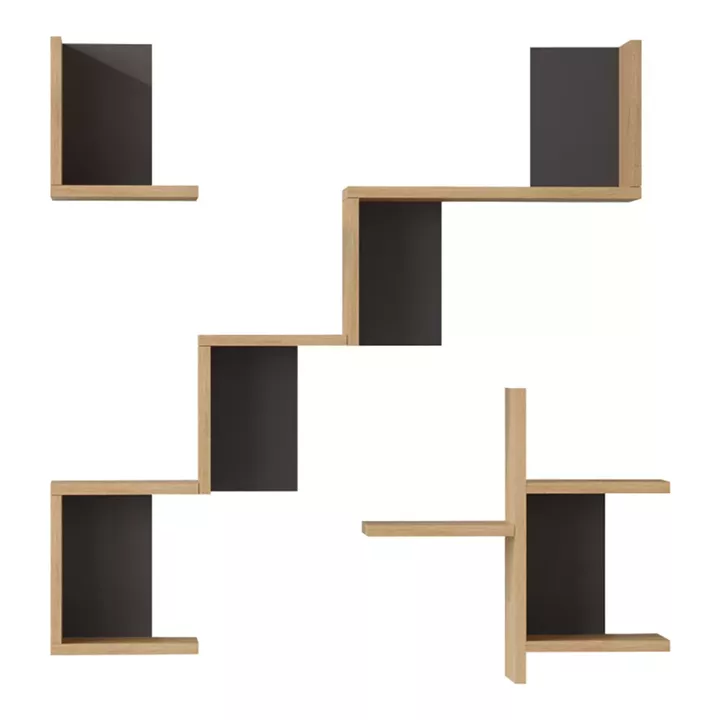 Ραφιέρα τοίχου Verso pakoworld oak με ανθρακί 99,4x14,5x103εκ