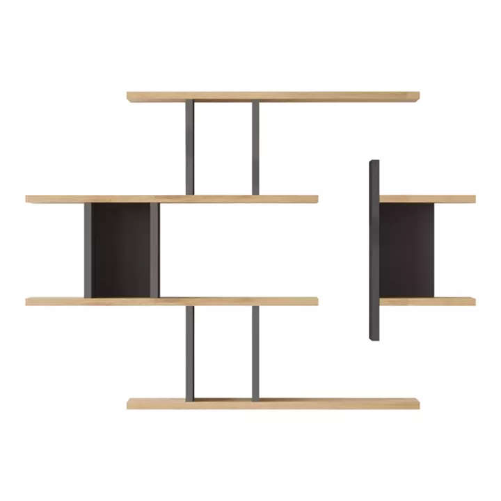 Ραφιέρα τοίχου Ledia pakoworld oak με ανθρακί 110,6x14,5x78εκ