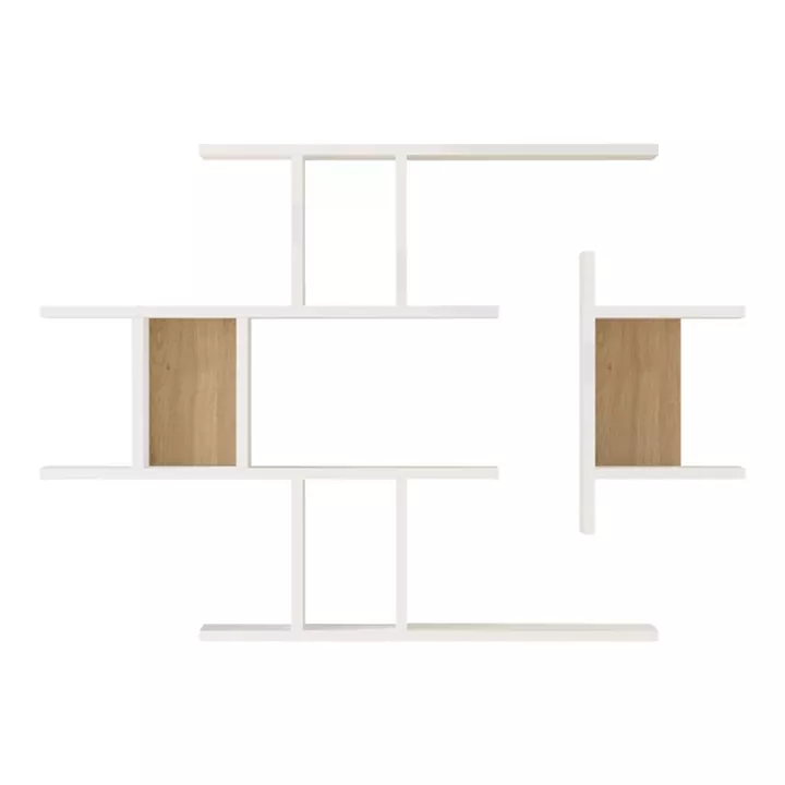 Ραφιέρα τοίχου Ledia pakoworld λευκό με oak 110,6x14,5x78εκ