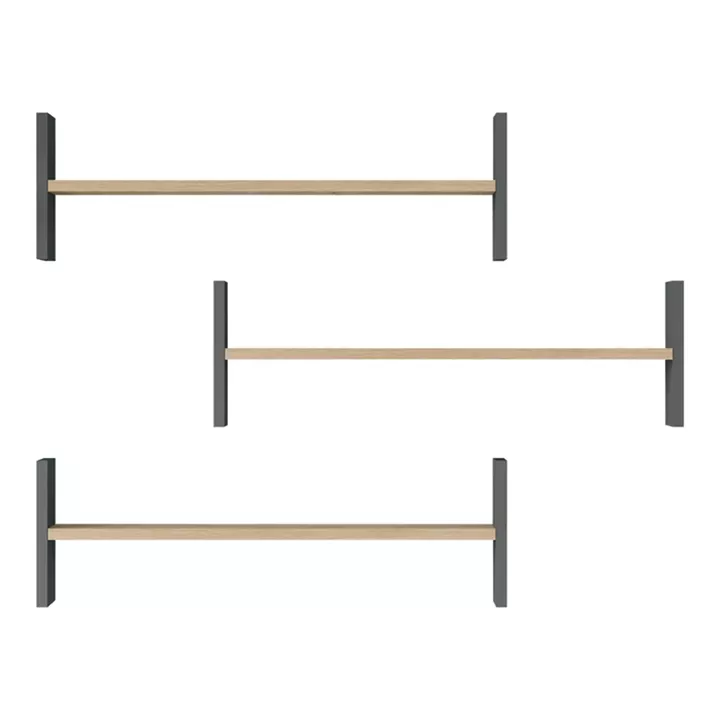 Ραφιέρα τοίχου Mento pakoworld oak με ανθρακί 75,6x14,5x23,6εκ