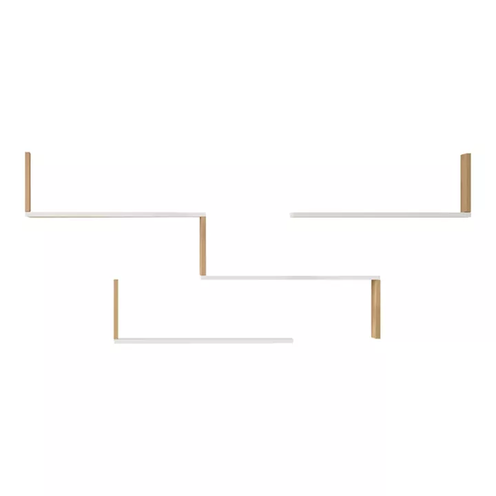 Ραφιέρα τοίχου Flear pakoworld λευκό με oak 179x14,5x76,2εκ