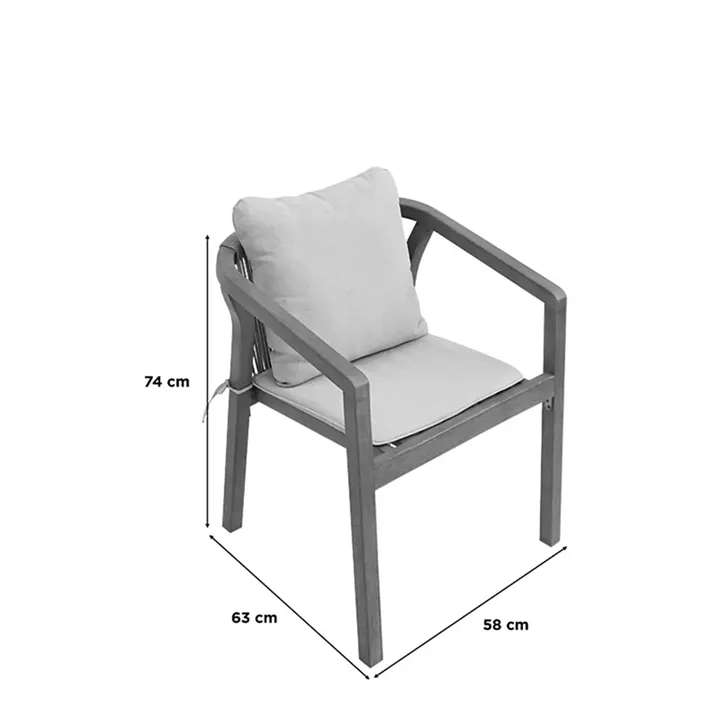 Malibu pakoworld dining table 7 pcs solid acacia wood 160x90x75cm
