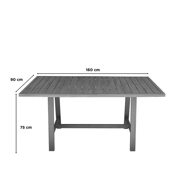 Malibu pakoworld dining table 5 pcs solid acacia wood 160x90x75cm